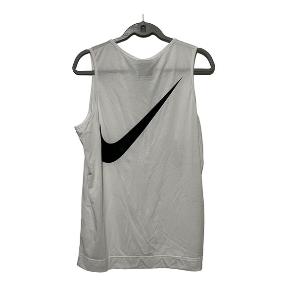 Nike loose fit white with black swoosh women's tank top. Size Medium NWTs - Picture 3 of 8